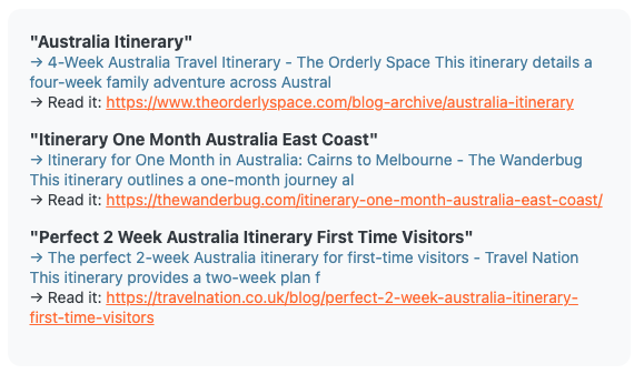 Suggested itinerary options for an Australia trip